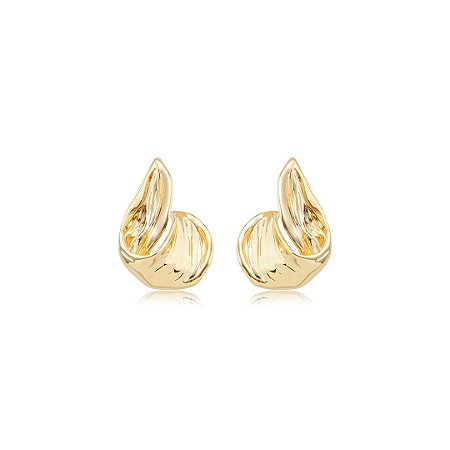 Brinco dourado liso banho em ouro 18k