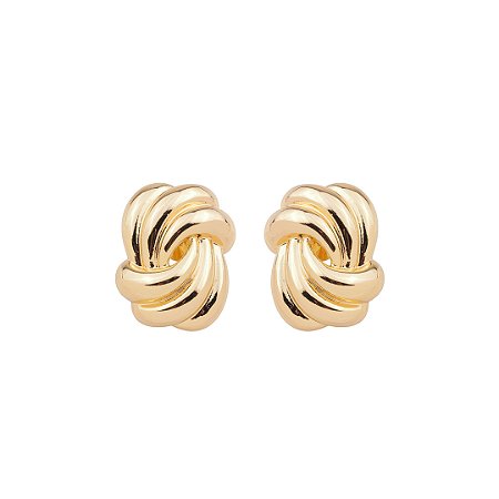 Brinco dourado liso banho em ouro 18k