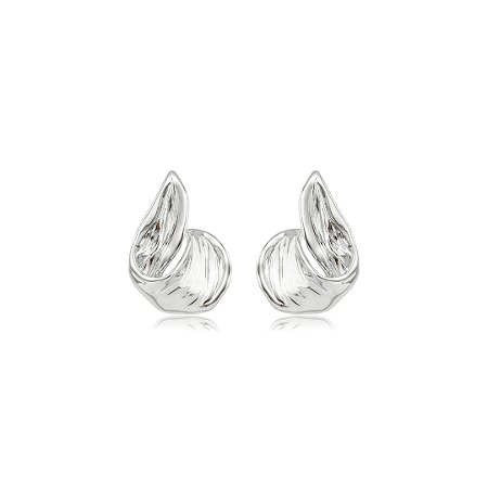 Brinco liso banho em ródio branco