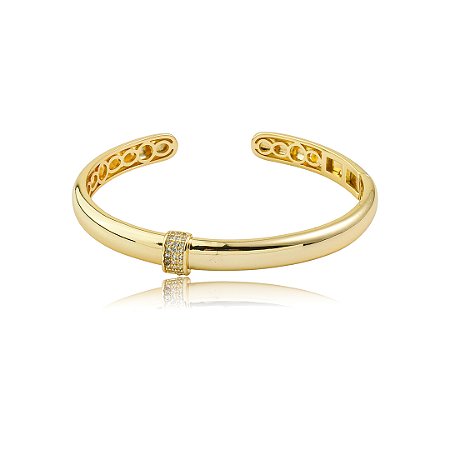 Bracelete dourado liso banho em ouro 18k