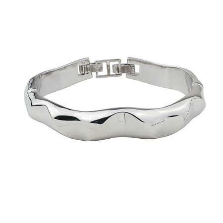 Bracelete liso banho em ródio branco