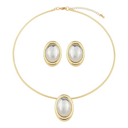Conjunto de colar e brinco liso banho duplo
