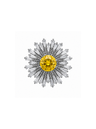 Broche flor cravejado de zircônia cristal banho em ródio branco