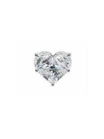 Broche de coração cravejado de zircônia cristal banho em ródio branco