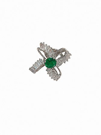 Broche cravejado de zircônia cristal banho em ródio branco