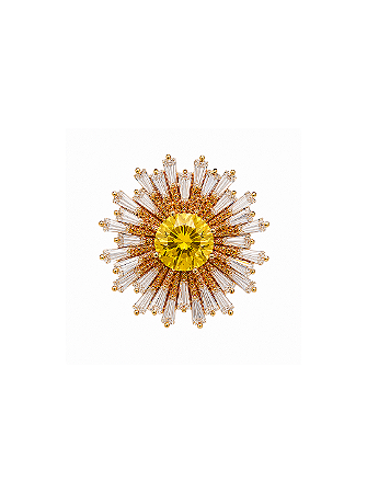 Broche de flor cravejado de zircônia cristal banho em ouro 18k