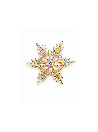 Broche de flor cravejado de zircônia cristal banho em ouro 18k