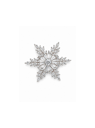 Broche de flor cravejado de zircônia cristal banho em ródio branco