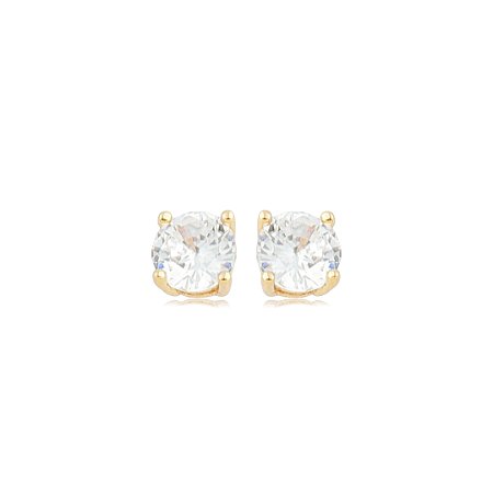 Brinco de base cravejado de zircônia 5A cristal banho em ouro 18k