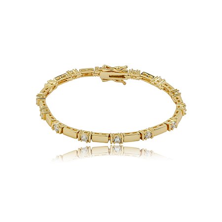 Pulseira cravejada de zircônia cristal banho em ouro 18k