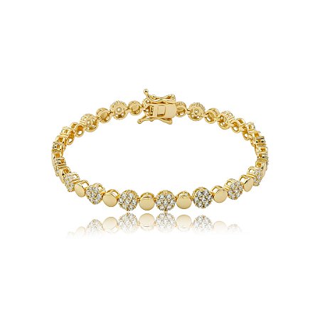 Pulseira cravejada de zircônia cristal banho em ouro 18k