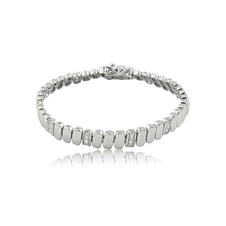 Pulseira cravejada de zircônia cristal banho em ródio branco