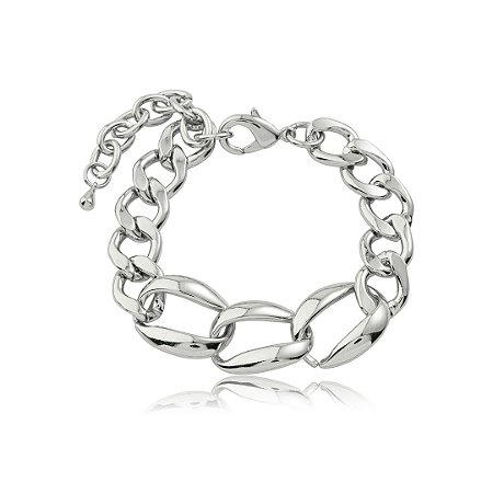 Pulseira lisa banho em ródio branco