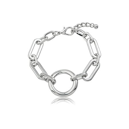 Pulseira lisa banho em ródio branco