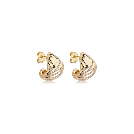 Brinco de argola liso banho em ouro 18k
