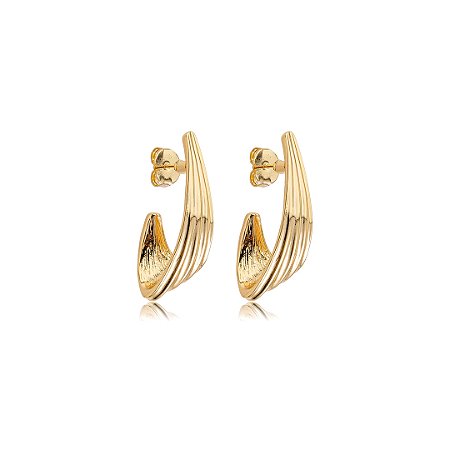 Brinco de argola liso banho em ouro 18k