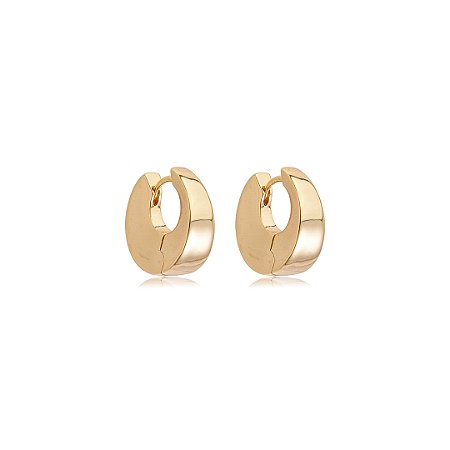 Brinco de argola liso banho em ouro 18k