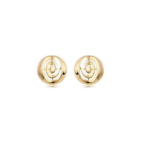 Brinco dourado liso banho em ouro 18k