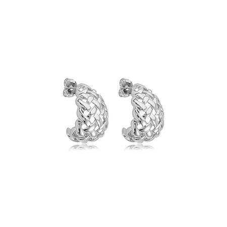Brinco de argola liso banho em ródio branco