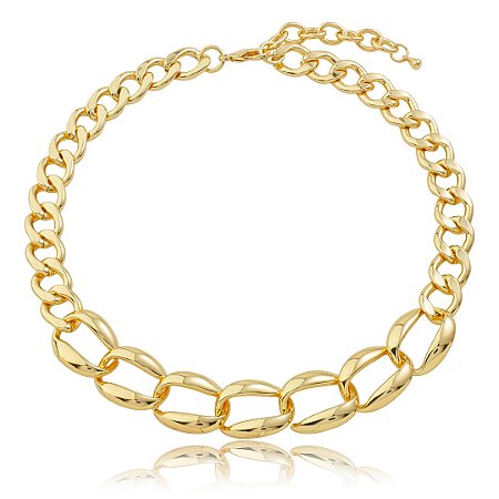 Colar de corrente dourado liso banho em ouro 18k