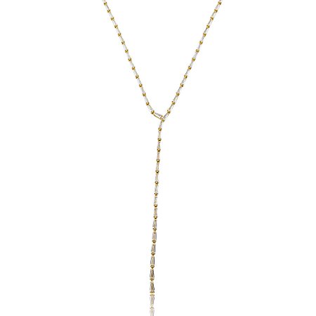 Colar de Riviera gravata cravejado de zircônia cristal banho em Ouro 18k