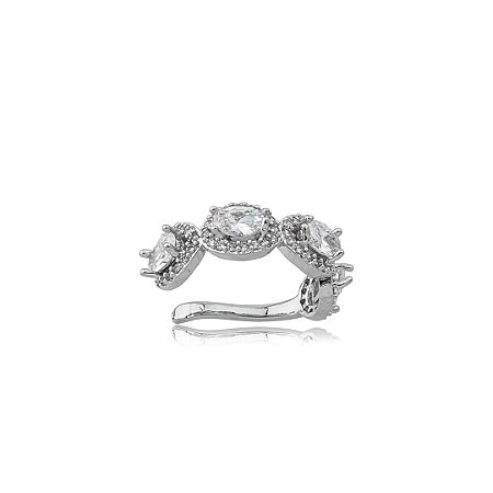 Dupla de piercing fake cravejado de zircônia cristal banho em Ródio branco
