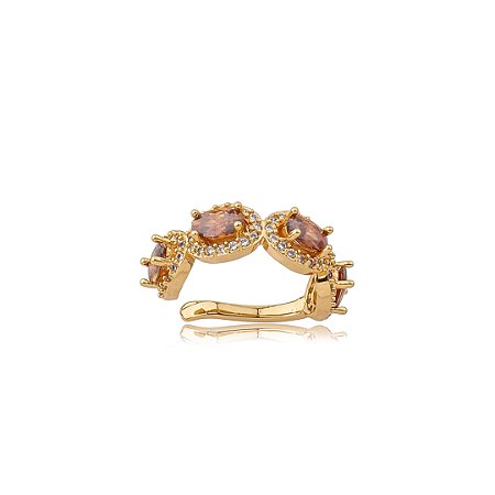 Dupla de piercing fake cravejado de zircônia granada banho em ouro 18k