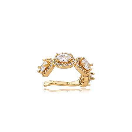 Dupla de piercing fake cravejado de zircônia cristal banho em ouro 18k