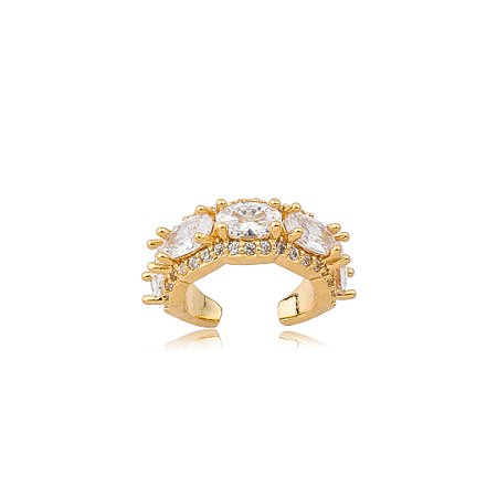 Dupla de piercing fake cravejado de zircônia cristal banho em ouro 18k