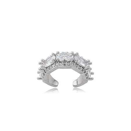 Dupla de piercing fake cravejado de zircônia cristal banho em Ródio branco