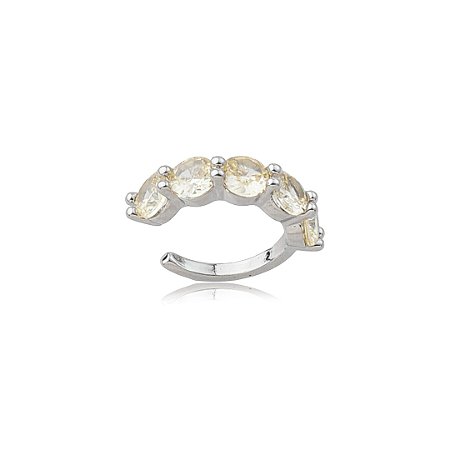Dupla de piercing fake cravejado de zircônia yellow fancy banho em Ródio branco