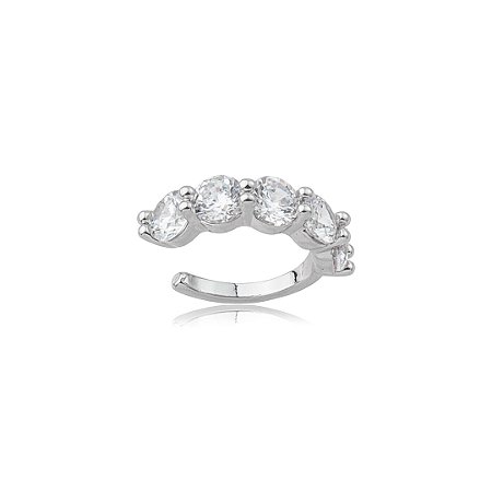 Dupla de piercing fake cravejado de zircônia cristal banho em Ródio branco