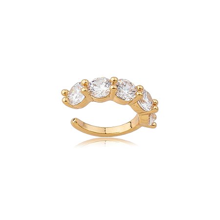 Dupla de piercing fake cravejado de zircônia cristal banho em ouro 18k
