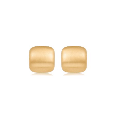 Brinco dourado liso acetinado banho em ouro 18k