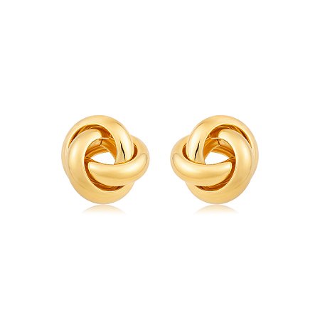 Brinco dourado liso acetinado banho em ouro 18k
