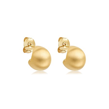 Brinco de argola liso acetinado banho em ouro 18k