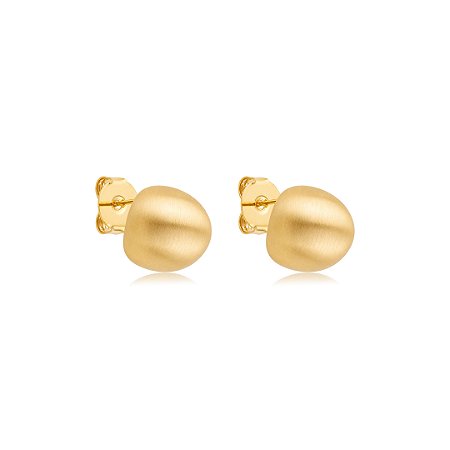 Brinco de argola liso acetinado banho em ouro 18k