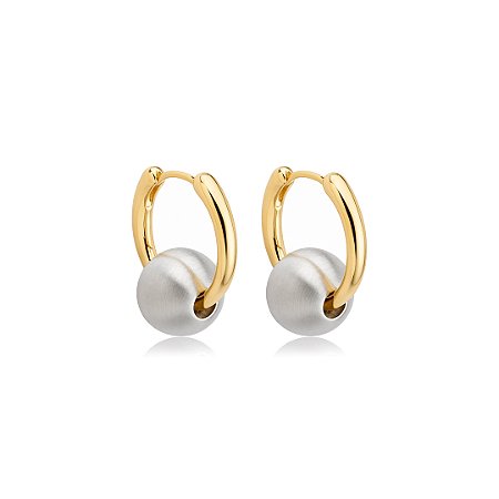 Brinco de argola liso acetinado banho duplo