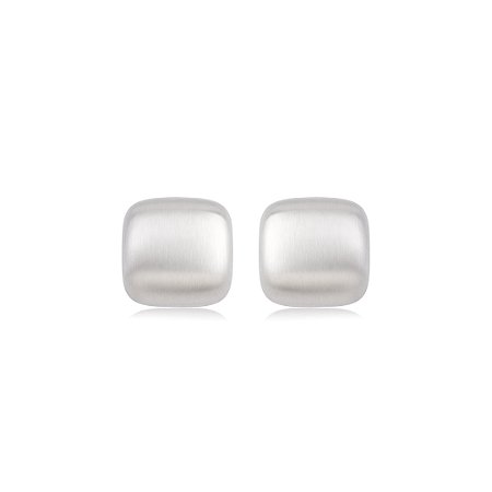 Brinco liso acetinado banho em rodio branco