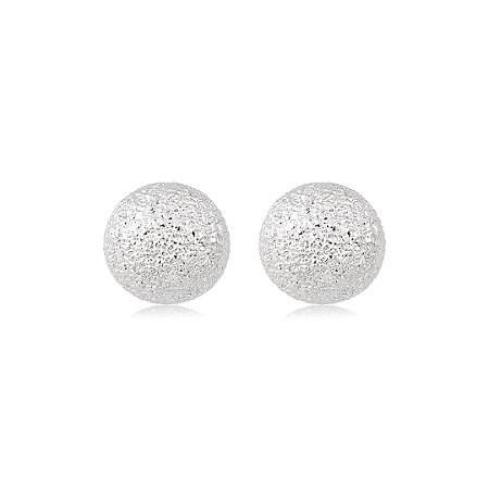 Brinco de base liso texturizado banho em ródio branco