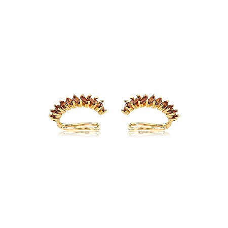 Dupla de piercing fake cravejado de zircônia granada banho em ouro 18k