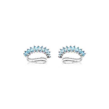 Dupla de piercing fake cravejado de zircônia acqua banho em Ródio branco