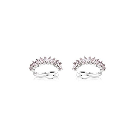 Dupla de piercing fake cravejado de zircônia lilás banho em Ródio branco