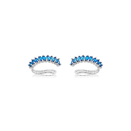Dupla de piercing fake cravejado de zircônia topázio banho em Ródio branco