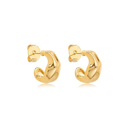 Brinco de argola dourado liso banho em ouro 18k