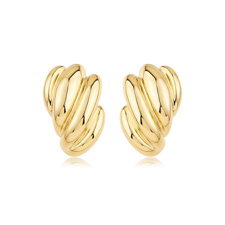 Brinco de base dourado liso banho em ouro 18k