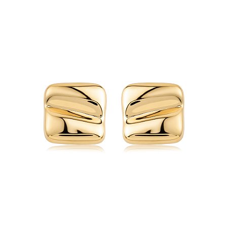 Brinco de base dourado liso banho em ouro 18k