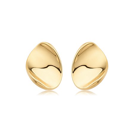 Brinco de base dourado liso banho em ouro 18k