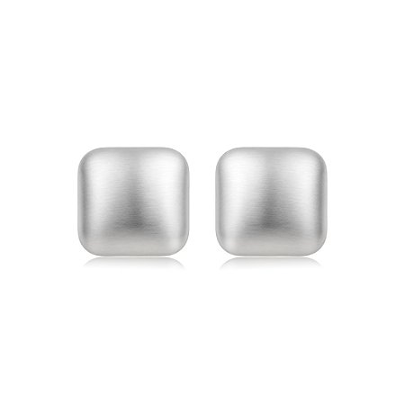 Brinco liso acetinado banho em rodio branco