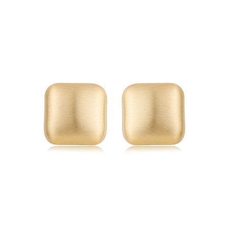 Brinco liso acetinado banho em ouro 18K